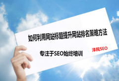 <b>如何利用网站标题提升网站排名策略方法</b>